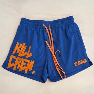 Kill Crew Athletic Shorts in Blue with Orange Accents